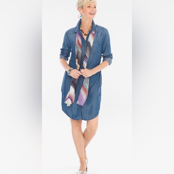 NWT Chico’s Denim Midi Dress‎ - Size 1/Small - Picture 8 of 9